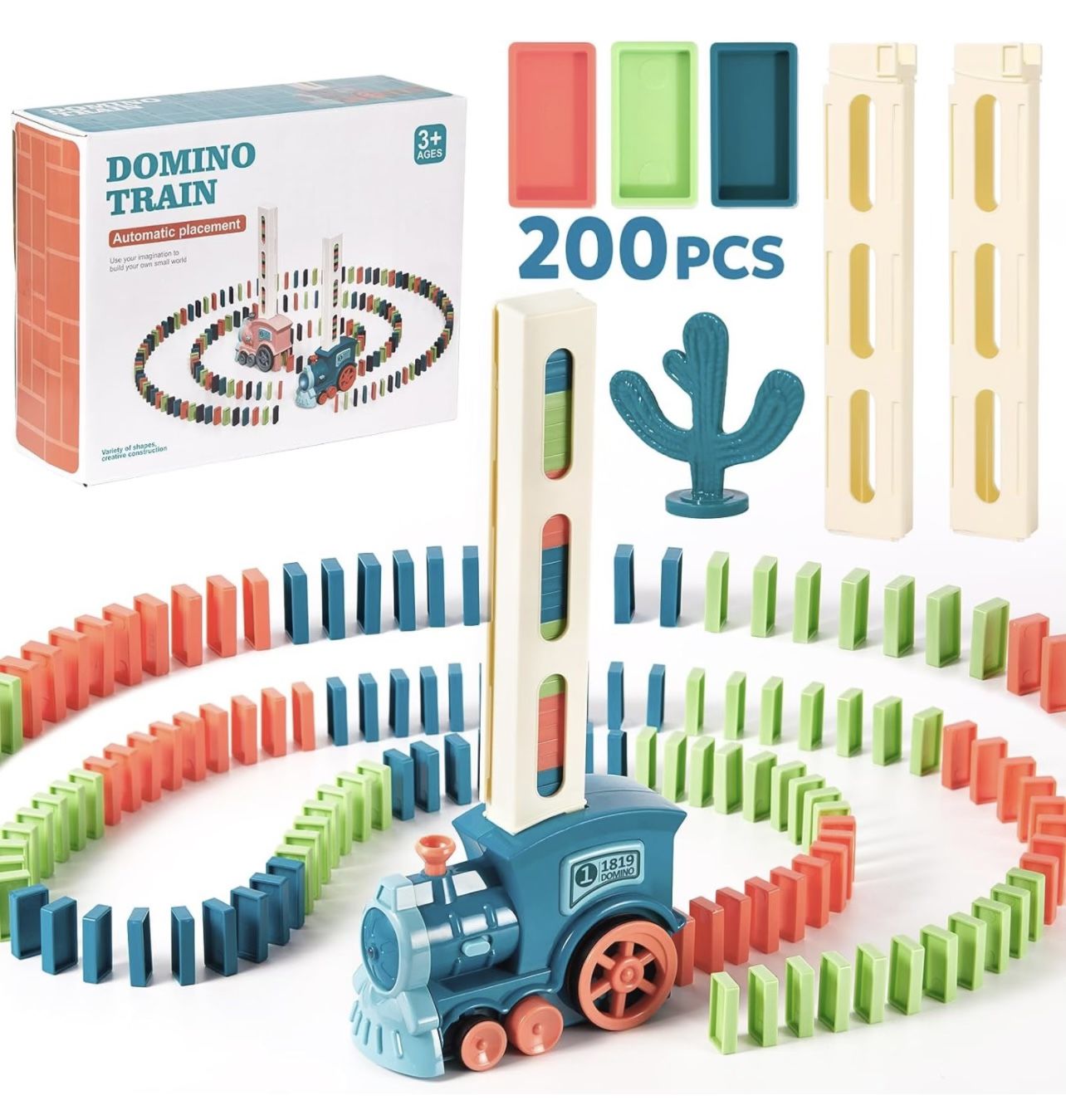 BRAND NEW IN BOX 200 PCS Domino Train Toy Set, Automatic Dominoes Train Toy Set for Kids Boys, Electric Domino