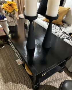 Pottery Barn-inspired espresso solid wood coffee table table