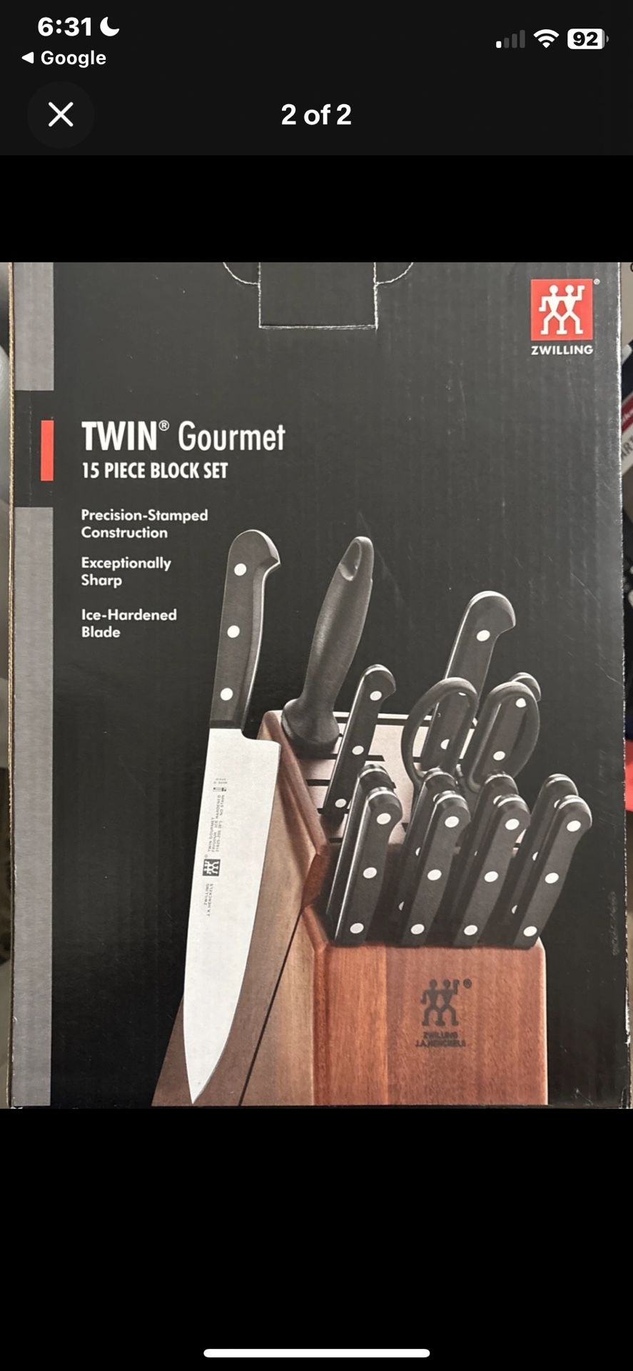 Zwilling Henckels Twin Gourmet 15 Piece Knife w/ Acacia Block Set... Brand New