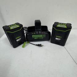 Greenworks PRO 80 VOLT Lithium Charger and 2.5 Ah Batteries
