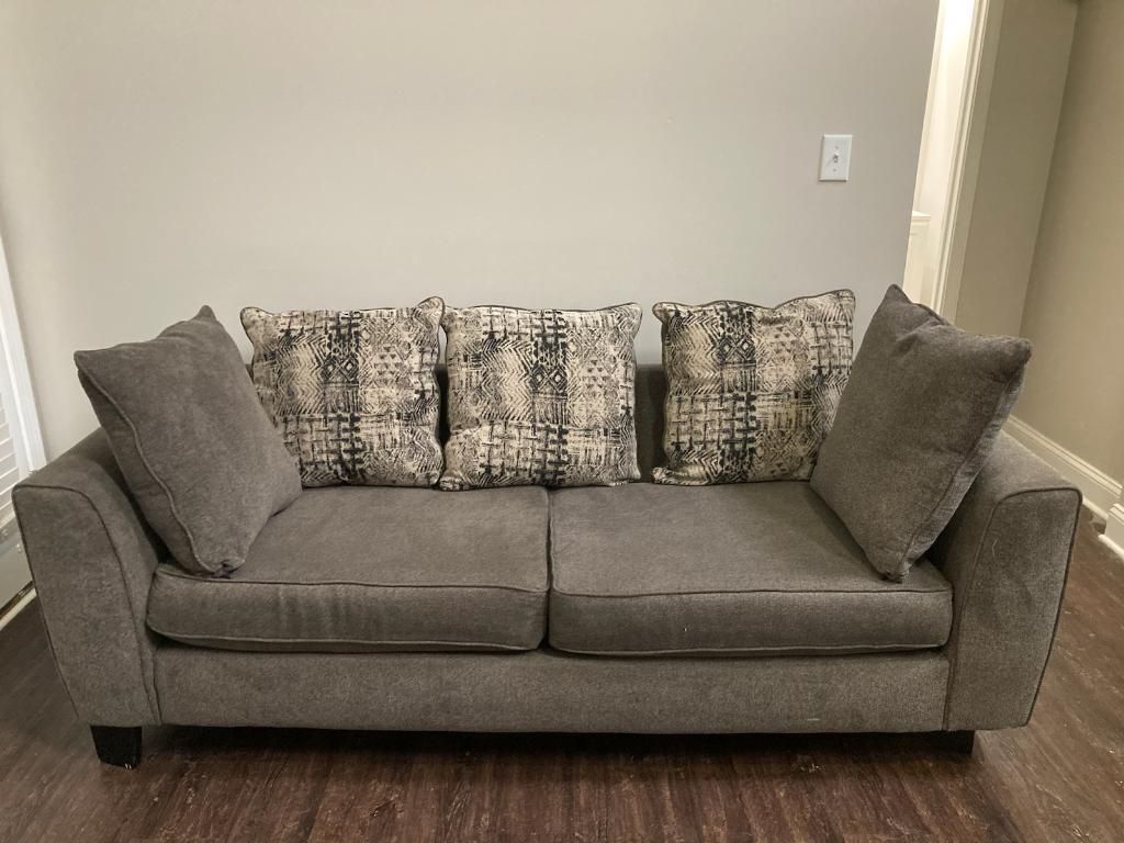 Grey Couch With Pillows