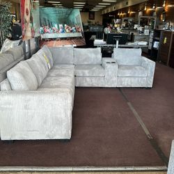 Sectional With Cup Holders And Usb Charging Station 