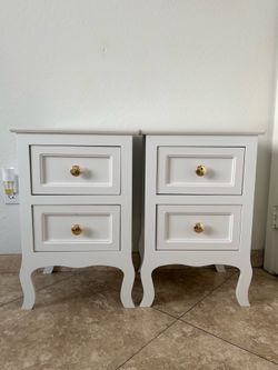 White night stands drawers set