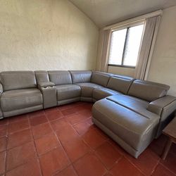 Ashley Furniture Correze Leather Sectional - Gray