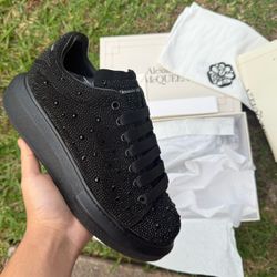 Black Rhinestone Alexander McQueen Men Shoe 