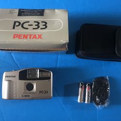 Mint condition  Pentax PC-33 35mm Point & Shoot Camera Silver w/original box