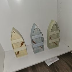 3 Small Wooden Boats