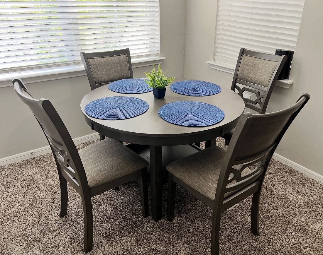 Modern Gray Wood Dinette Set- Round Table