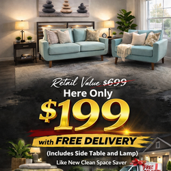 😍Beautiful (2) Small Turquoise Loveseats 🛋️ Living Room Set – FREE Delivery🚚