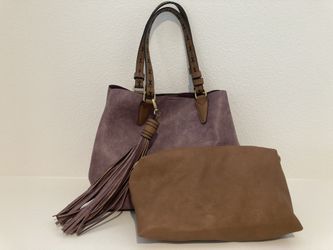 NEW Jen & Co Purple Tote Purse With Mini Brown Clutch