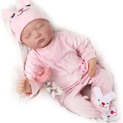 New in box Reborn Sleeping Baby Girl Doll Soft Vinyl Lifelike Realistic 22 inch Weighted Newborn Dolls Gift Set