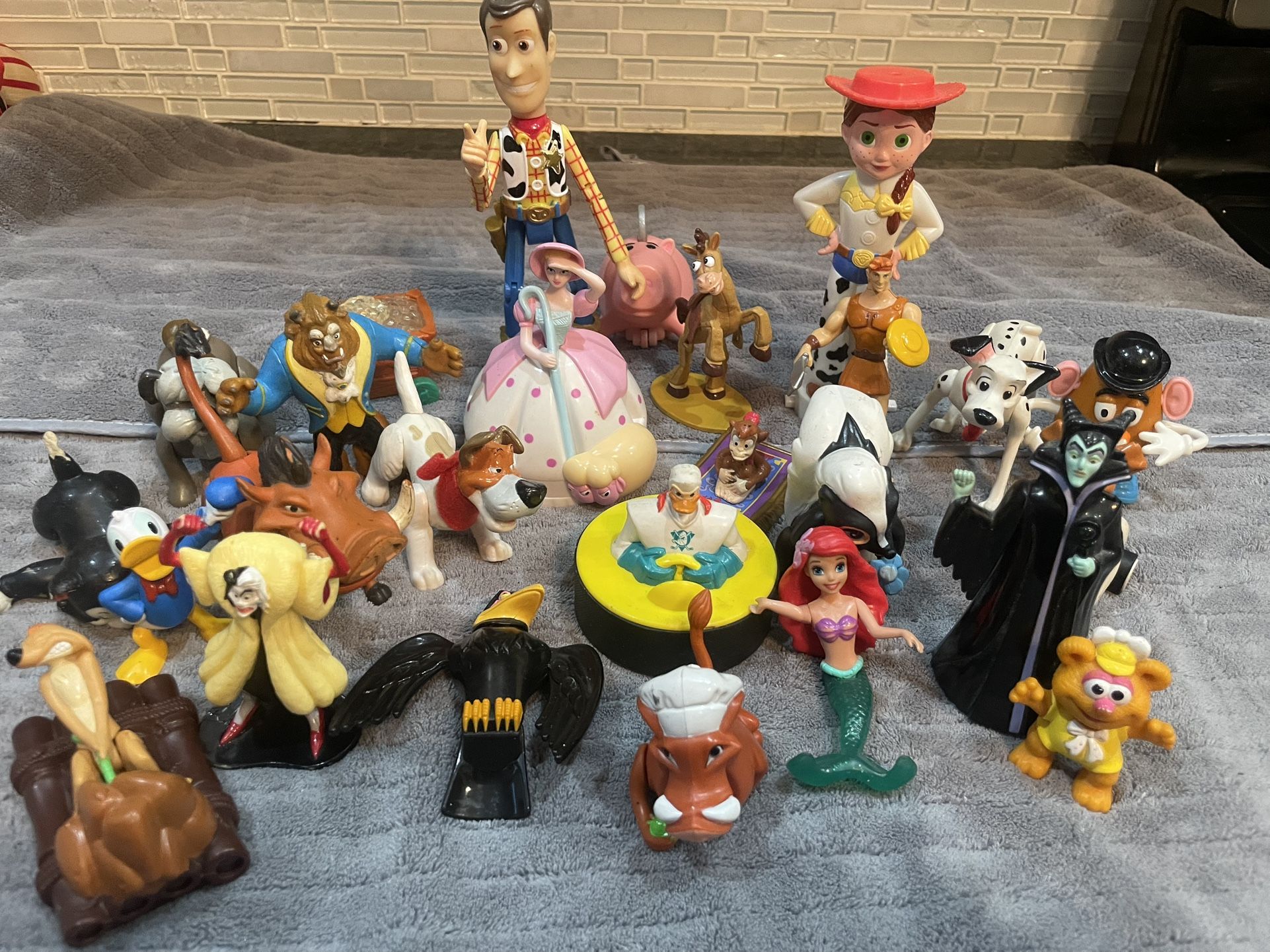 Vtg DISNEY Little Mermaid Maleficent Toy Story Hercules Figurines Toys Lot
