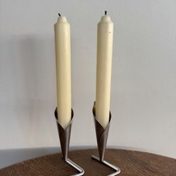 Hans Jensen Denmark Stainless Steel Calla Lily Candle Holders