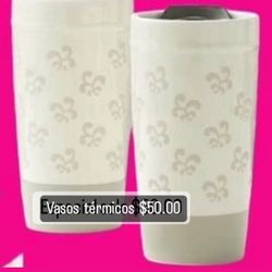 Set 2 Vasos Térmicos  Especial $40.00 De Porcelana De 14 Onzas Princess House 