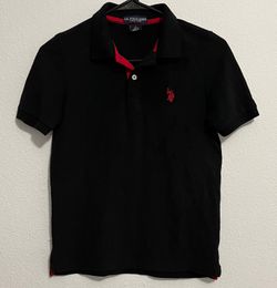 U.S. Polo Assn. Men's Black Solid Polo Shirt L Short Sleeve Embroidered Logo
