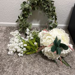 Fake Flowers And Wreath 