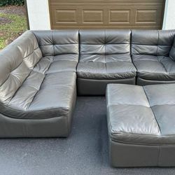 Sofa/Couch Sectional - Modular - Gray - Genuine Leather - Chateau Dax - Delivery Available 🚚