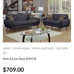 Dark Gray Sofa And Love Seat Set 