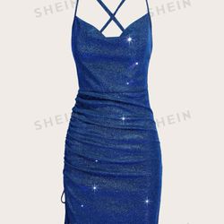 BLUE GLITTERY SHEIN DRESS