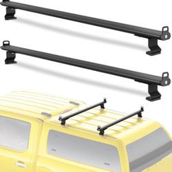 FengYu 57" Universal Roof Ladder Rack for Van & Pickup Truck Cap & Topper, Roof Rack, Heavy Duty Aluminum (Drilling Required) 2 Bar Ladder Roof Van Ra