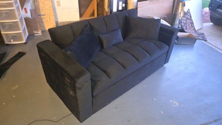 Black Velvet Pull Out Couch