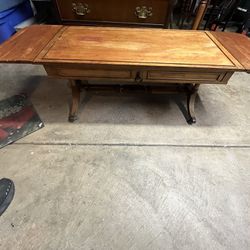 antique coffee table with side wings