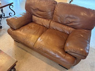 Brown Leather Love Seat $100.00