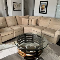 Tan Sectional Couch With Recliners