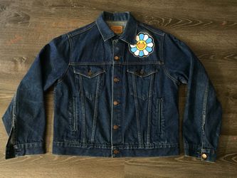 Original Custom Hand Painted Denim Shirt Jacket Sea Waves 