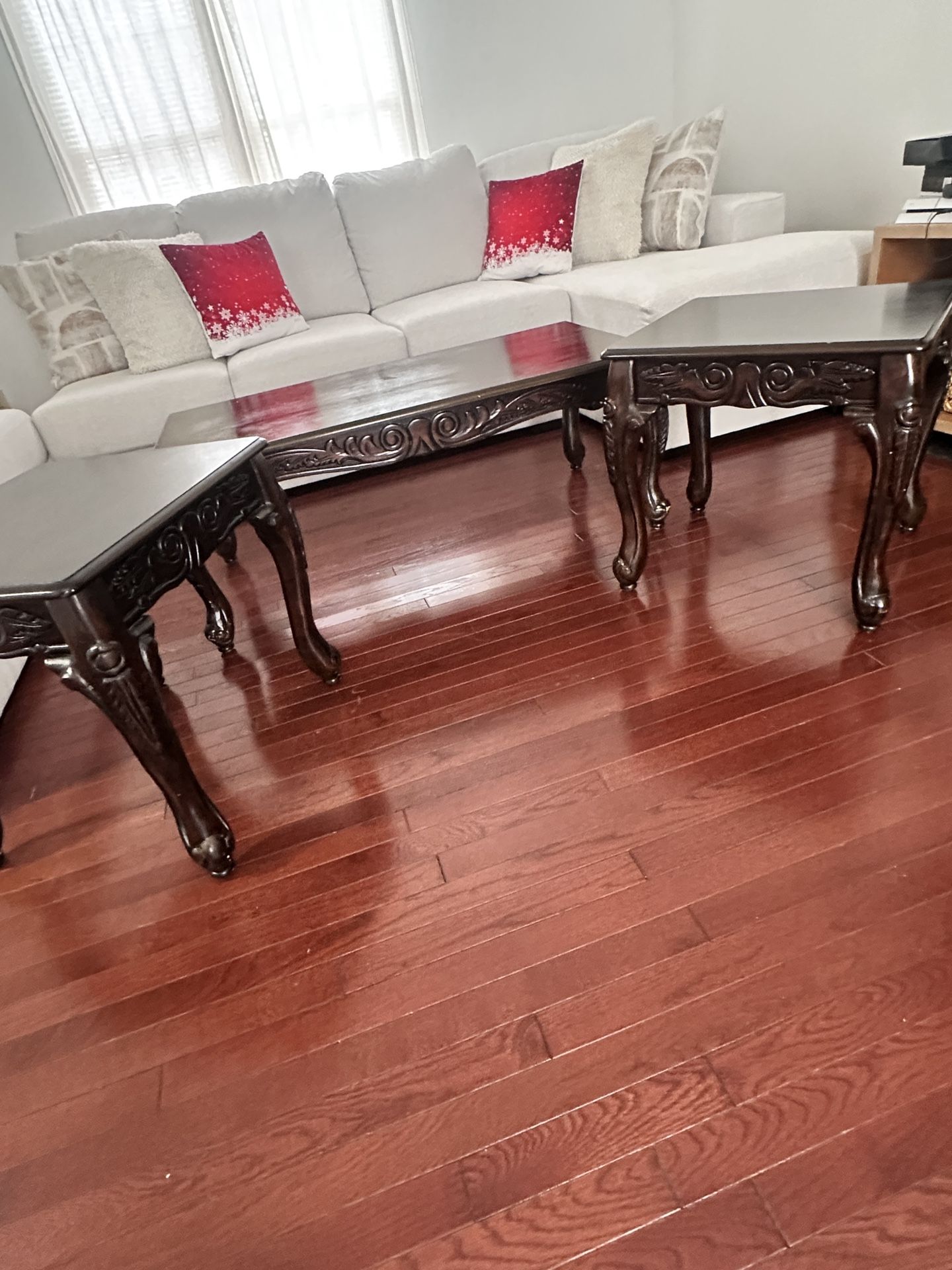 Mahogany 3 Piece Living Room Table Set