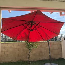 Free Red Outdoor Umbrella W Stand