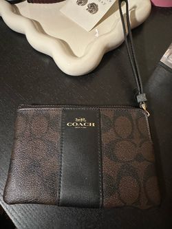 Coach brown wristlet