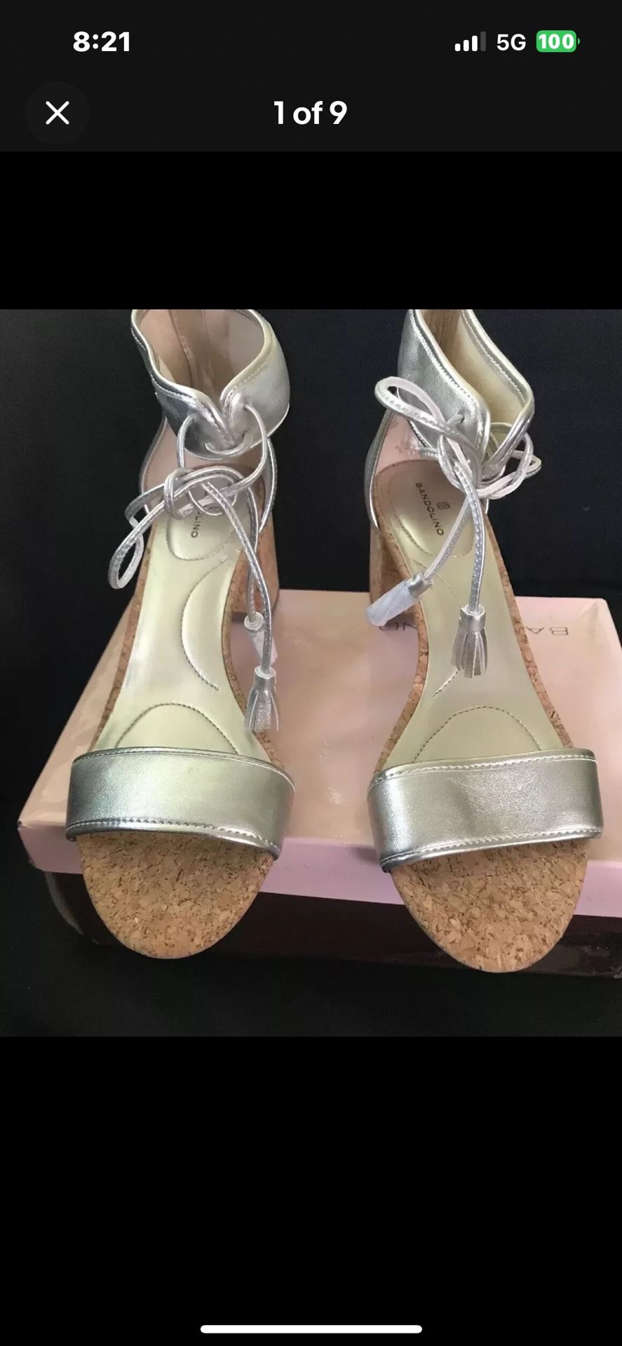 Bandolino Women’s “ Gruglia” Wedge Sandals Silver 10.5 M