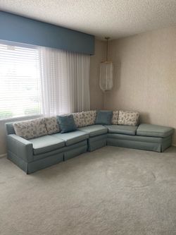 Vintage Blue Corner Sectional Sofa