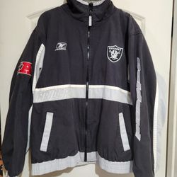 Vintage NFL Oakland Raiders Reebok Black Jacket Size Large