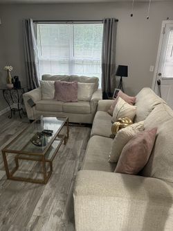 PRICE NEGOTIABLE- Couch Sofa + Love Seat Set (Taupe)