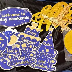 Gold and Blue RETIREMENT Party Decoration Set