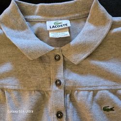 Lacoste Slim Fit Stretch Mini Pique Polo Dress Size 34 (Small) 3/4 Sleeve Gray