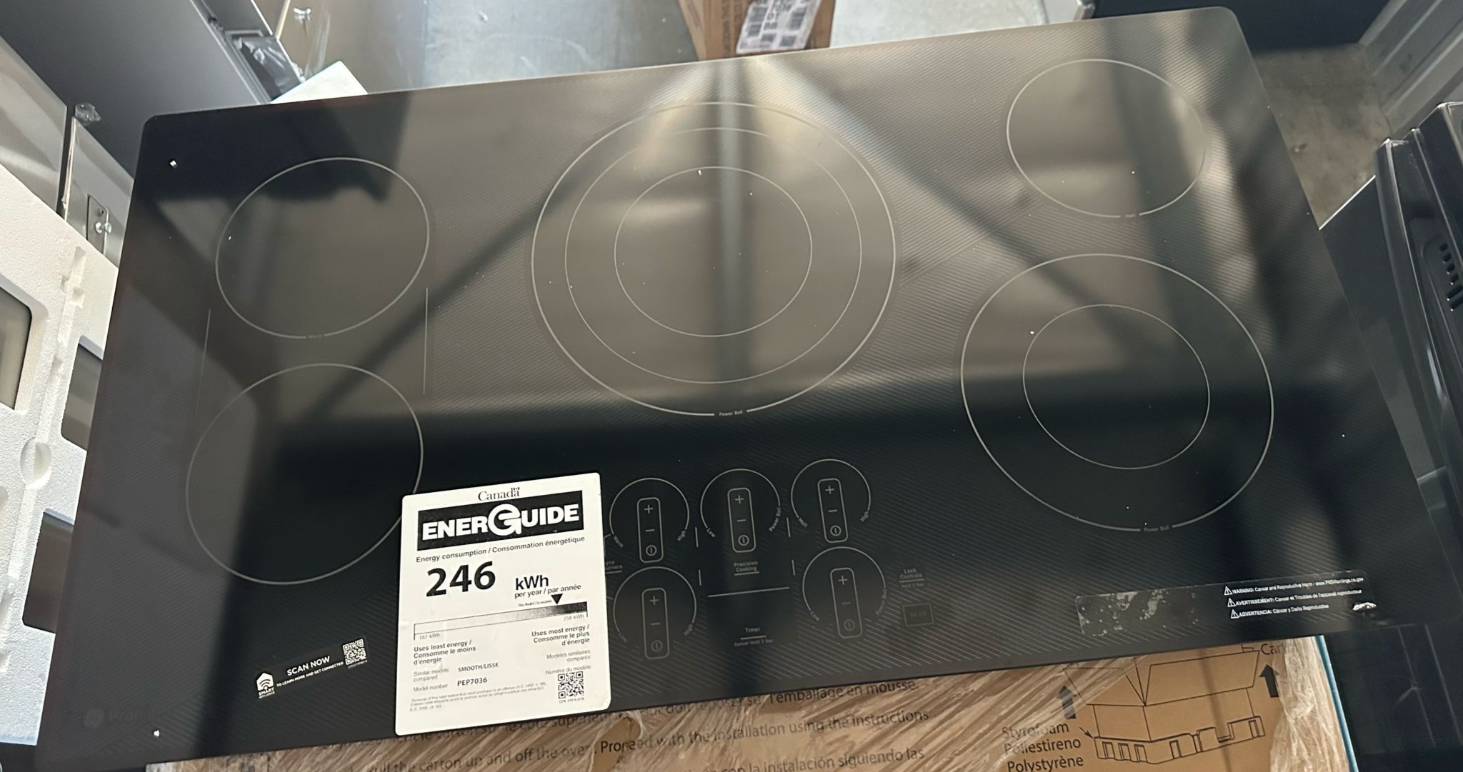 New GE Profile 36 in. 5 Burner Element Smart Radiant Electric Cooktop in Black