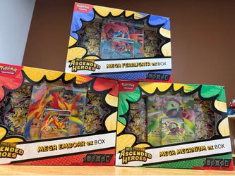 Pokemon Ascended Heroes Feraligatr/Meganium/Emboar Ex Boxes