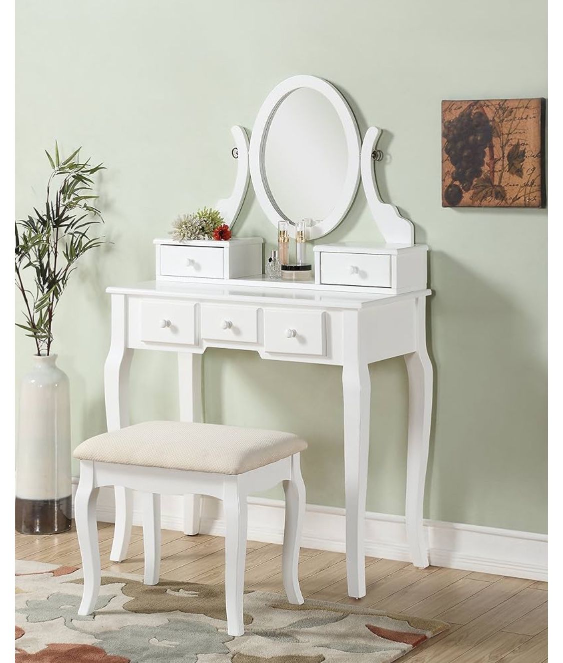 Vanity Table With Mirror & Bench