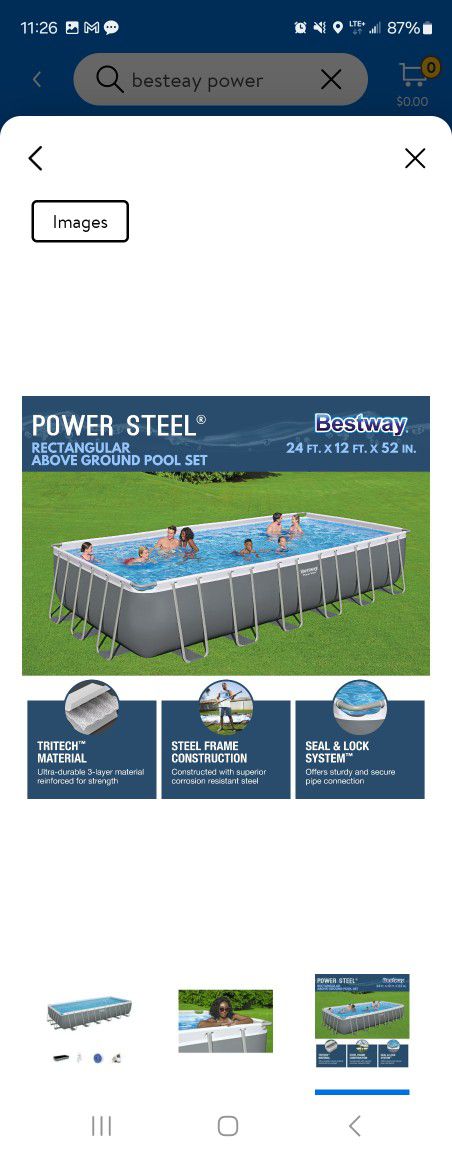 Best way Power Steel 24ft × 12ft × 52in Pool Set
