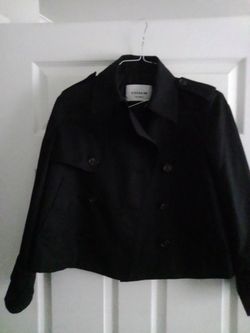 Coach Black Double-Breasted Cropped Wool Coat size XS