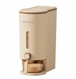 UFORU Rice Dispenser 23-25 LB,Airtight Storage Container,Measuring Cup Brwon Rice Holder,Sealed Design Helps Protect Rice,Cereal,Beans and Dry Foods F