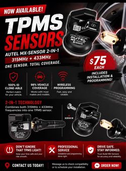 New Autel universal TPMS sensors; prices start at $75, depending on your tire size.