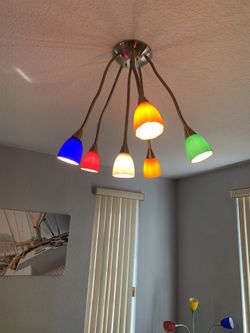 Colorful Ceiling Lamp With 2 Matching Table Lamps