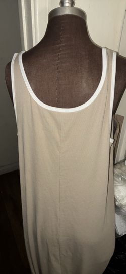 Beige Tank Top with White Trim