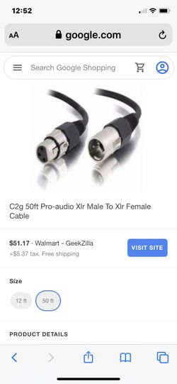 C2G 50ft. XLR Male to Female Cable