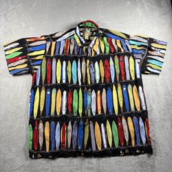 Kahala John Severson Hawaiian Shirt Men’s XL Black Rayon Surfboards Surfing #6A