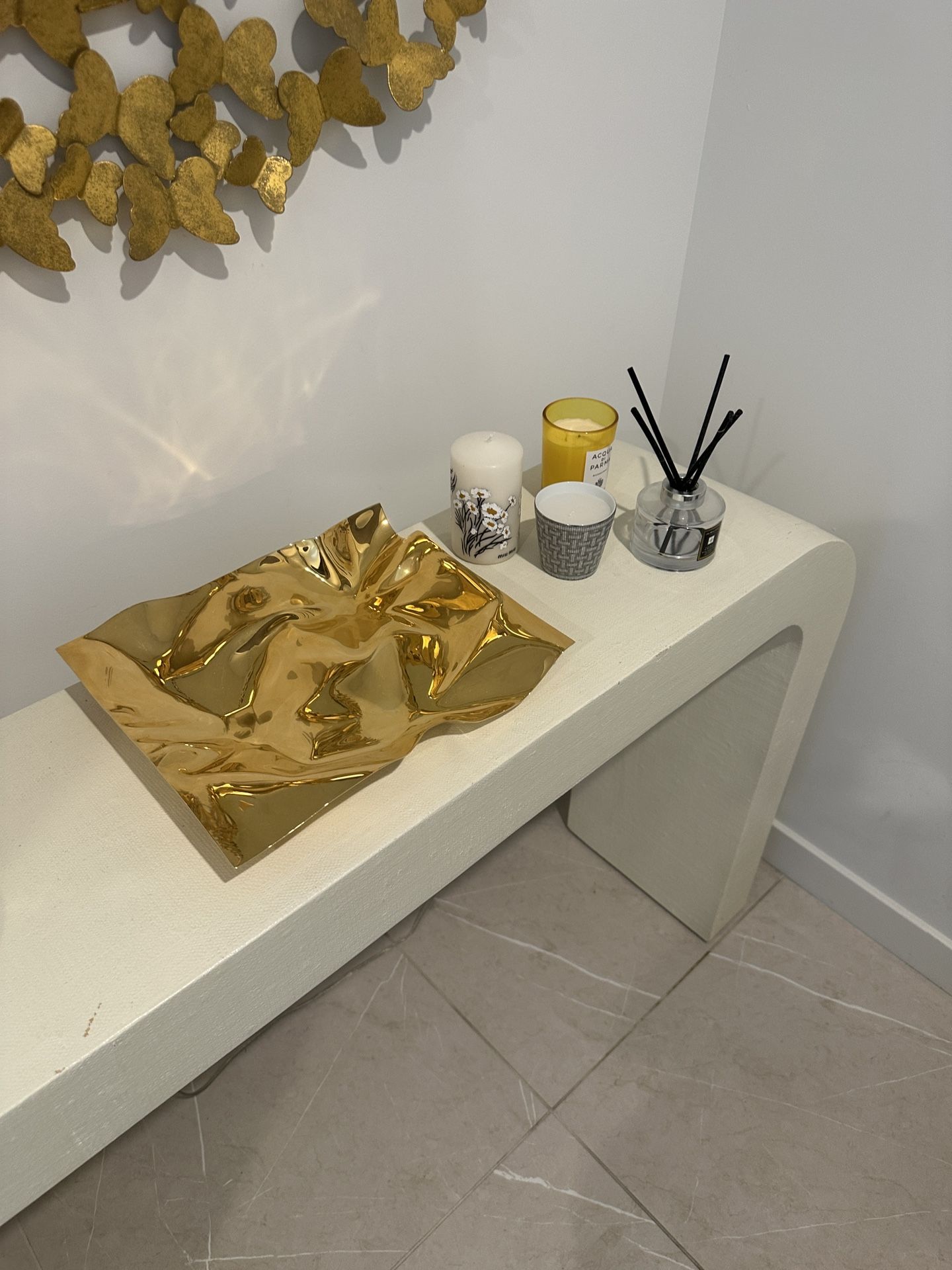 CB2 Cresent 52” Ivory Console Table